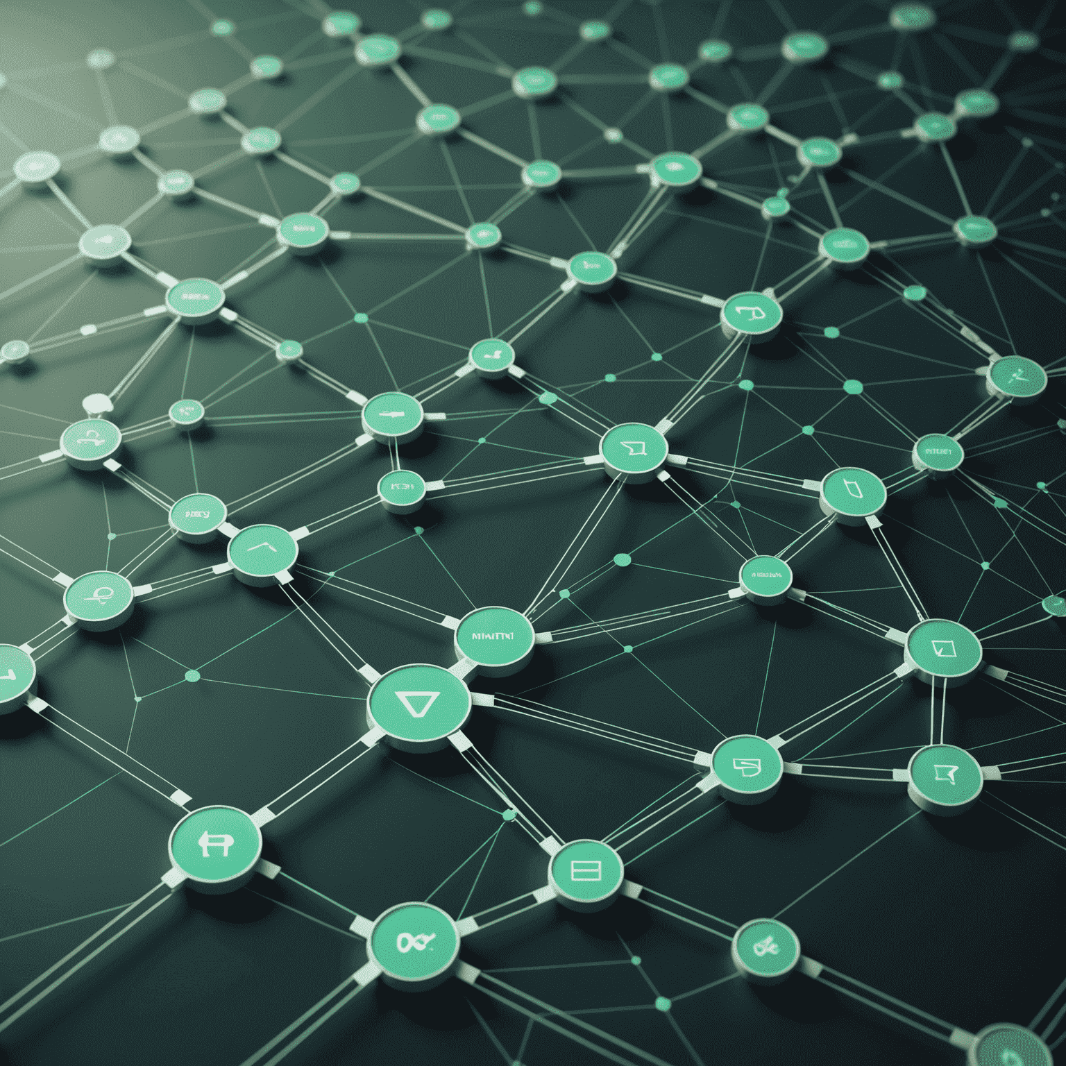 A visual representation of data usage, showing interconnected nodes and pathways in mint green, symbolizing how information flows and is utilized to improve services and user experience.